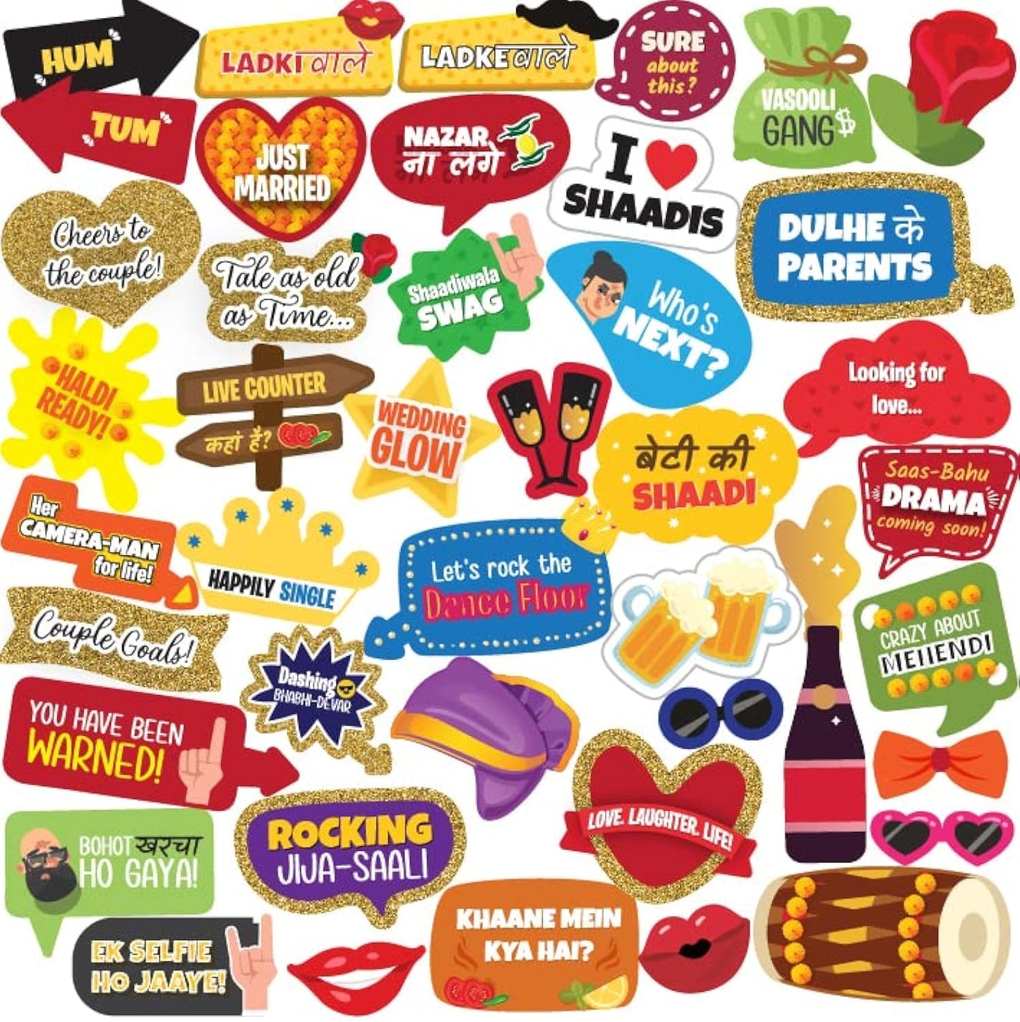 Haldi photobooth props-42 pieces