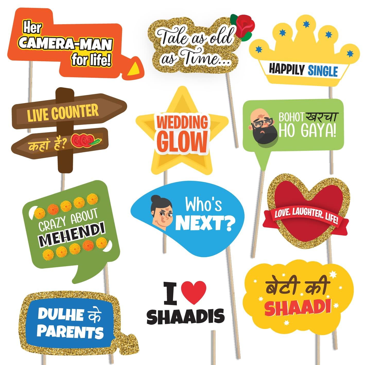 Haldi photobooth props-42 pieces