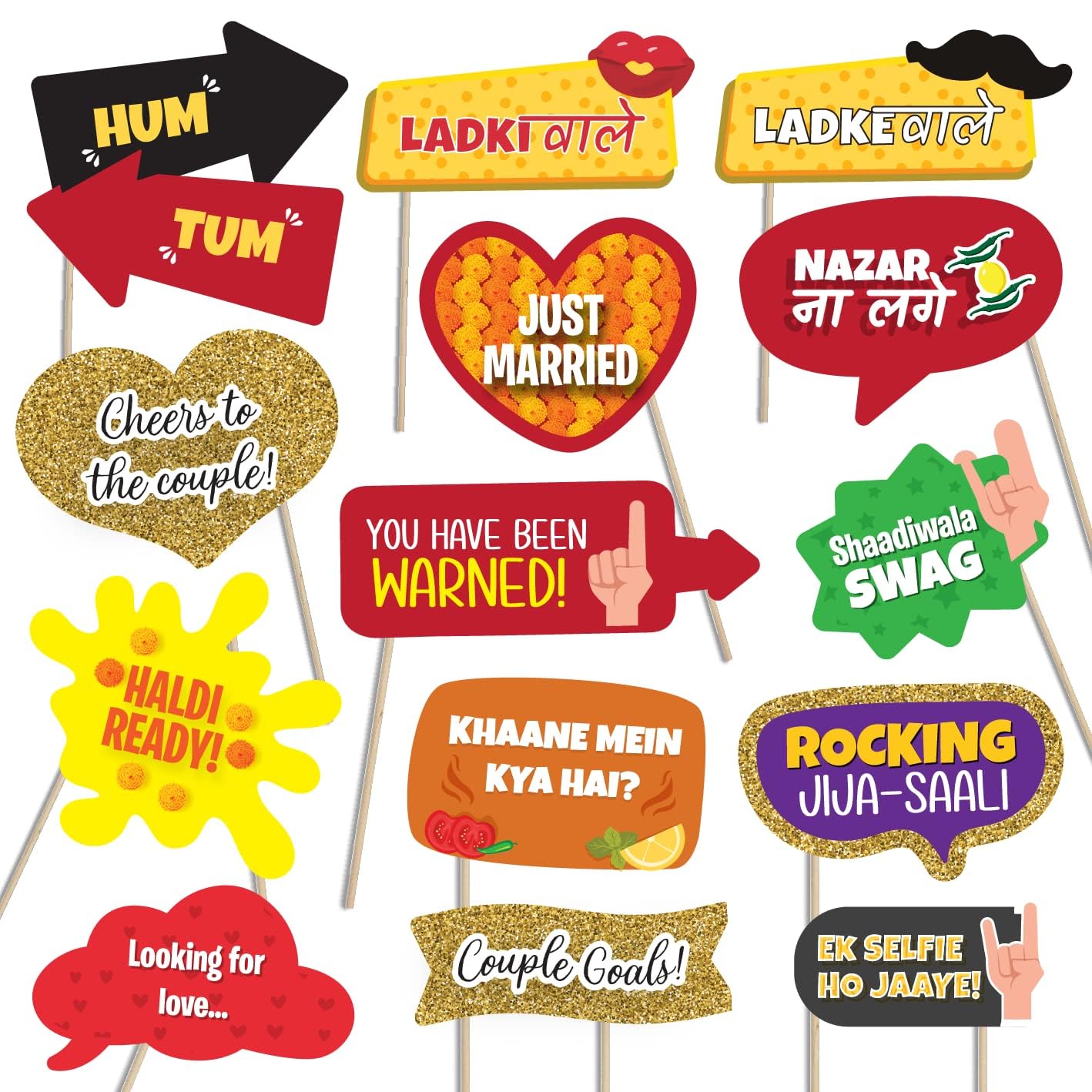 Haldi photobooth props-42 pieces
