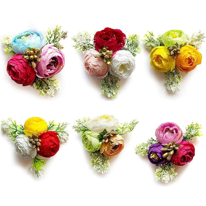 multiple color flower artificial (set of 6)